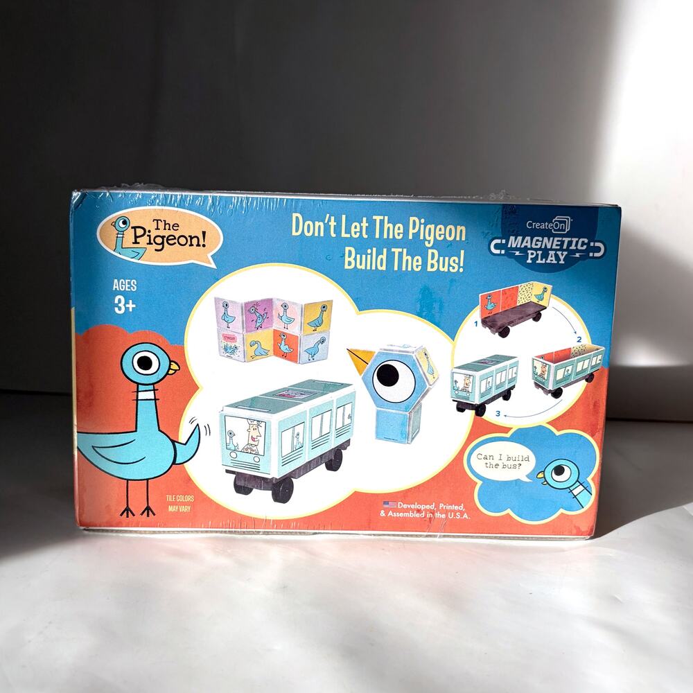 CreateOn Mo Willems Don't Let the Pigeon Build the Bus! Magnetic Tile Set NEW